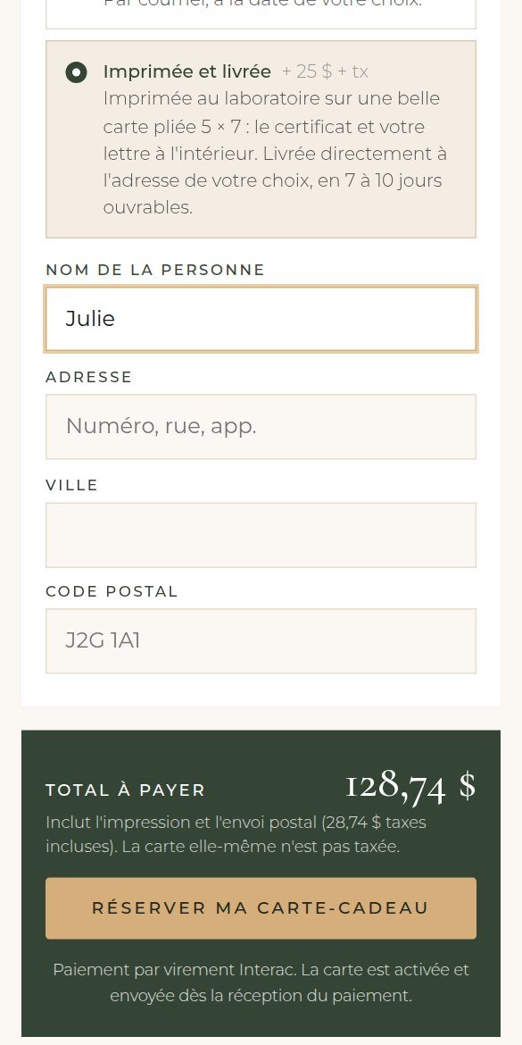 Choix de livraison de la carte (téléphone)