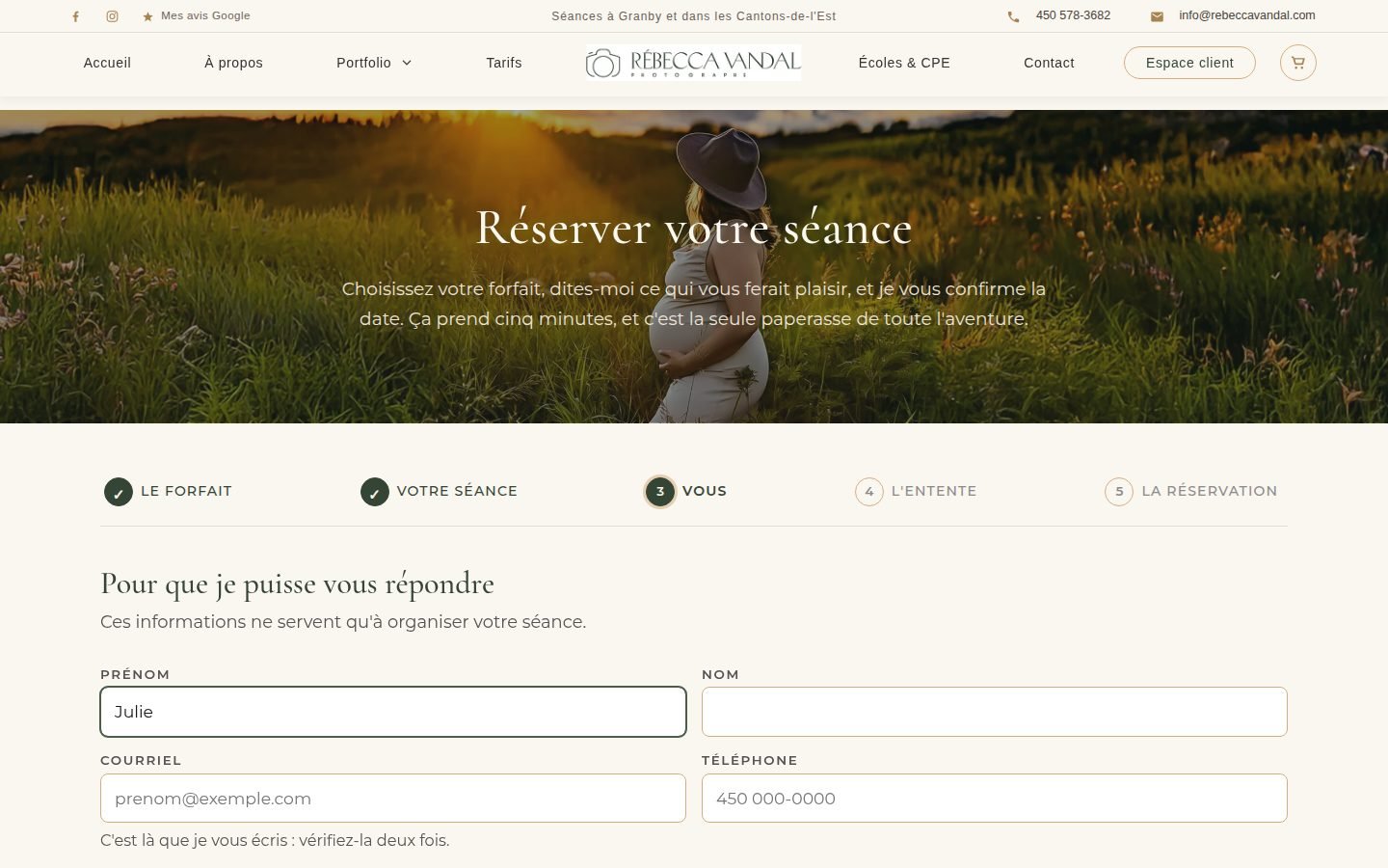Coordonnées et date souhaitée (ordinateur)