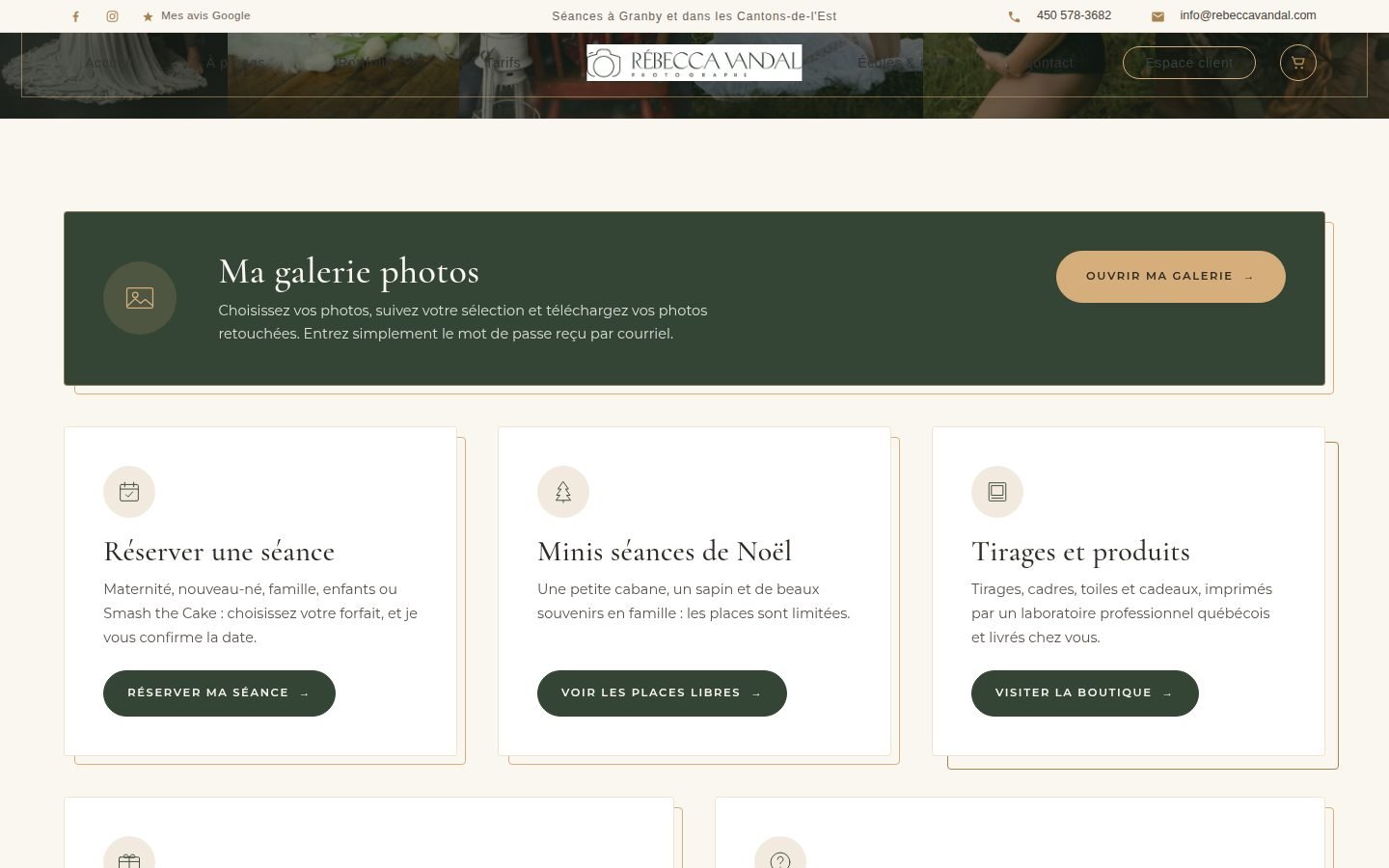Page Espace client (ordinateur)