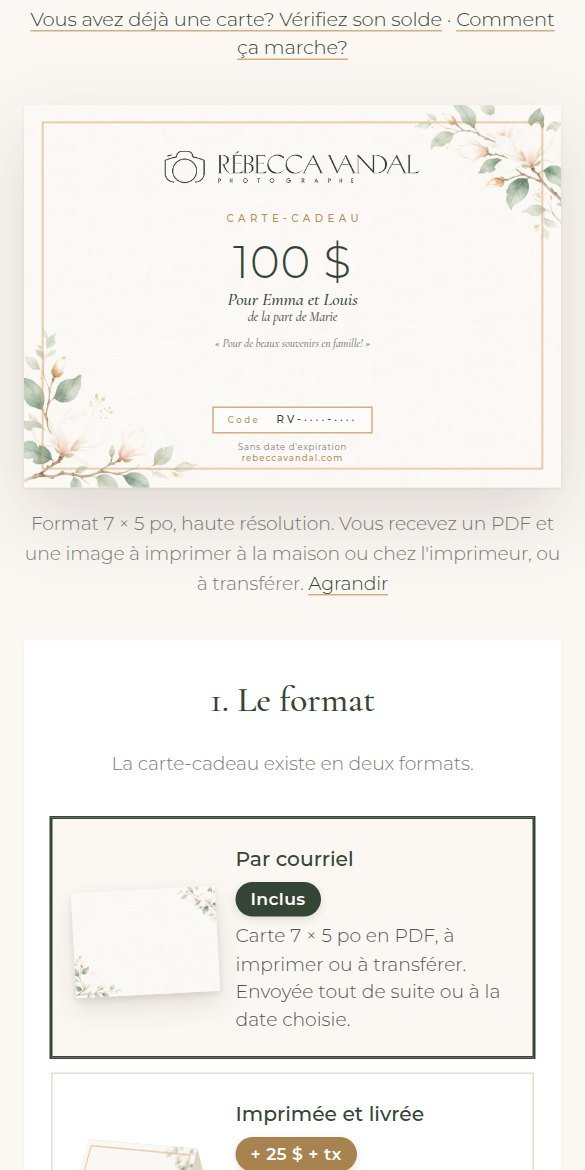 Aperçu de la carte-cadeau (téléphone)