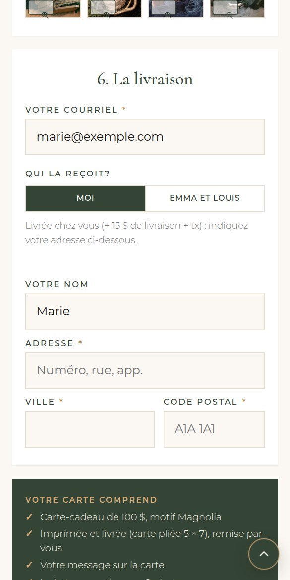 Choix de livraison de la carte (téléphone)